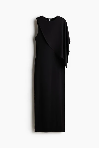 Asymmetric Cape-Detail Dress