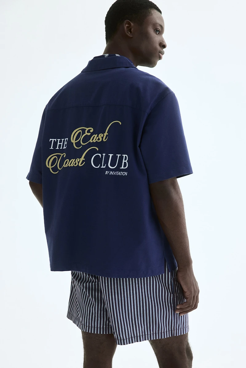 Relaxed-Fit Embroidered-Motif Cotton Resort Shirt
