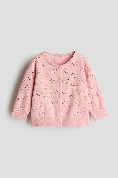 Pattern-knit Cotton Cardigan