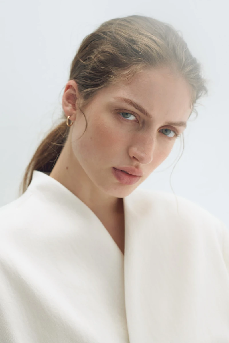 Belted Lapelless Jacket