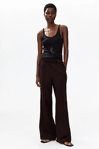 Linen-Blend Drawstring Pants