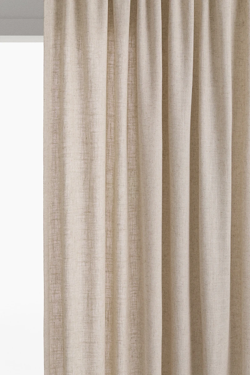 Single Long and Wide Linen-Blend Curtain Panel