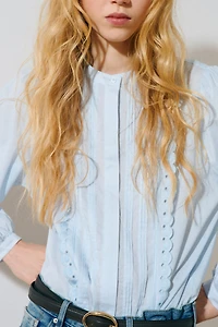 Pintucked Cotton Blouse