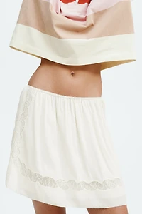 Viscose Mini Skirt with Lace Insets