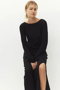 Fine-Knit Boat-Neck Dress