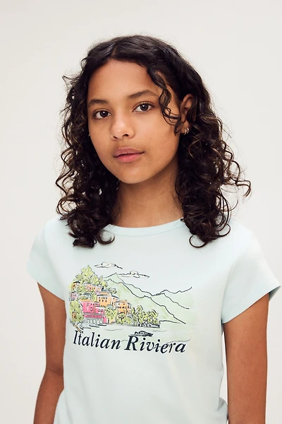 Cotton T-Shirt with Printed Motif