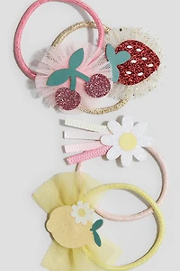 4-Pack Appliquéd Hair Elastics