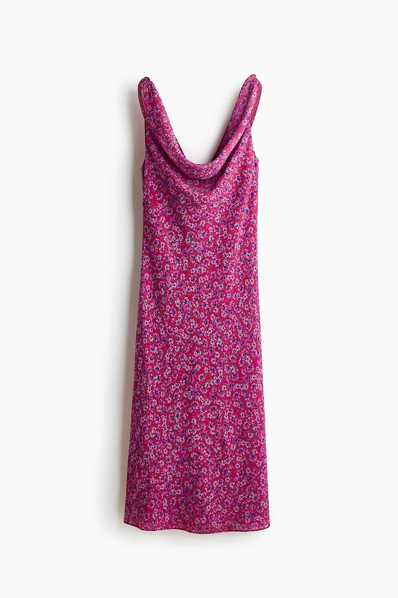 Cowl-Neck Dress with Tie Shoulder Straps