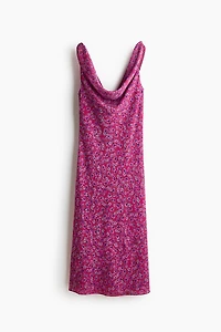 Cowl-Neck Dress with Tie Shoulder Straps