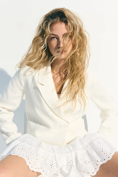 Short Linen-Blend Blazer