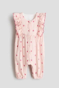 Ruffle-Trimmed Muslin Romper Suit