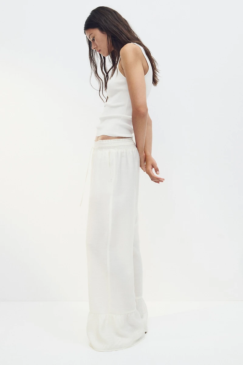 Ruffle-Trimmed Drawstring Pants