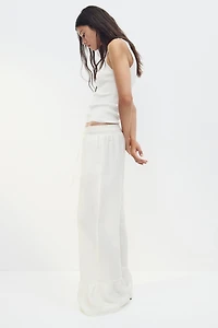 Ruffle-Trimmed Drawstring Pants