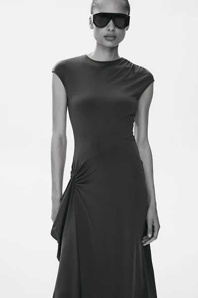 Draped-Panel Jersey Dress