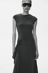 Draped-Panel Jersey Dress