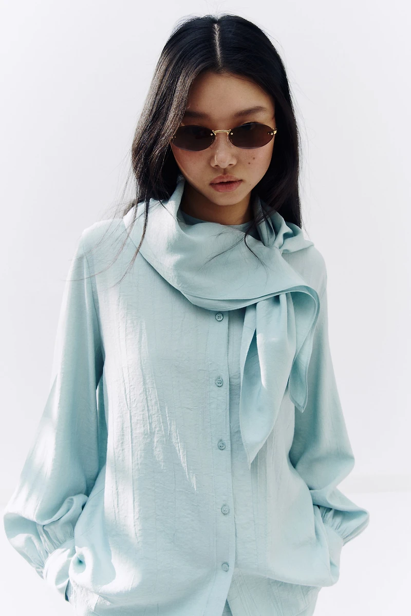 Scarf-Detail Shirt