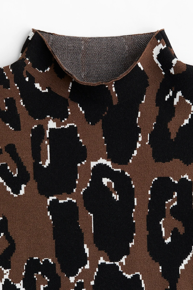 Jacquard-Knit Mock Turtleneck Sweater