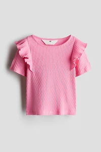Flounce-Trimmed Cotton Top