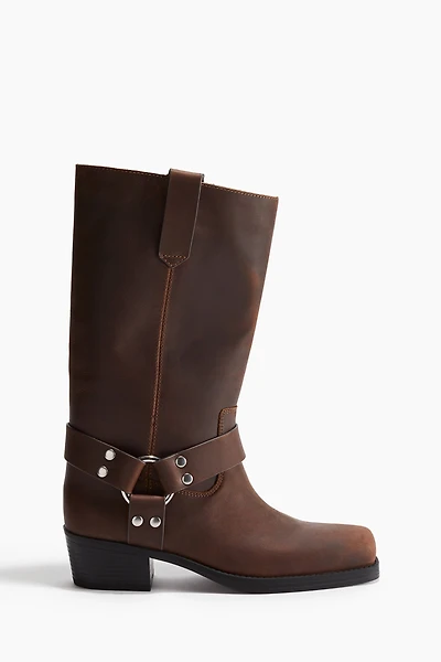 Leather Biker Boots