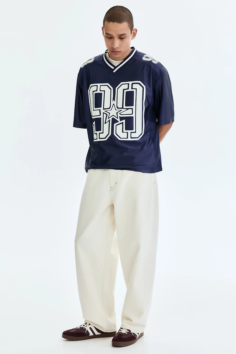 Loose-Fit Printed Mesh T-Shirt