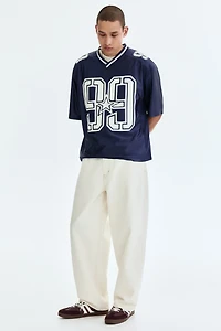 Loose-Fit Printed Mesh T-Shirt
