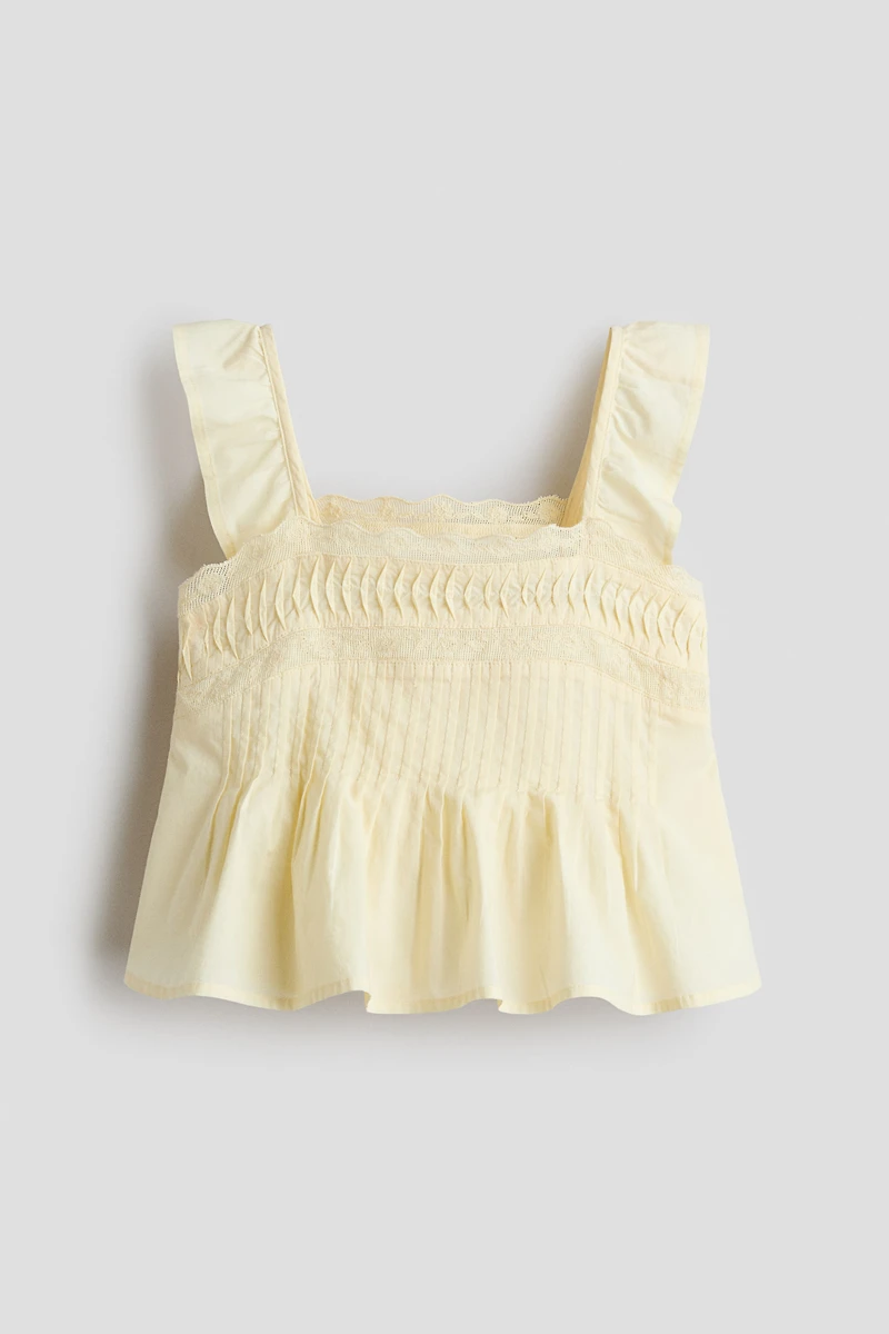 Lace-Trimmed Cotton Top