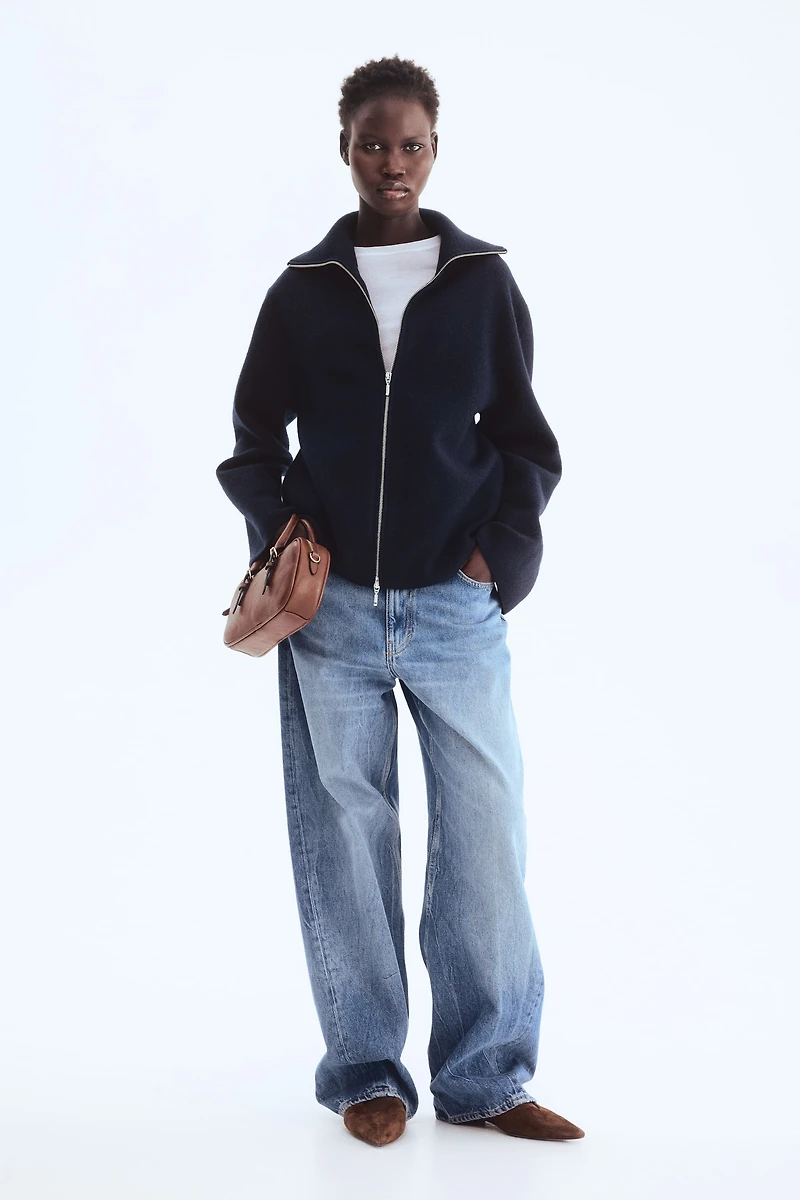 Wool Cardigan with Zipper