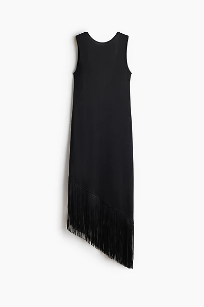 Asymmetric Dress with Fringe