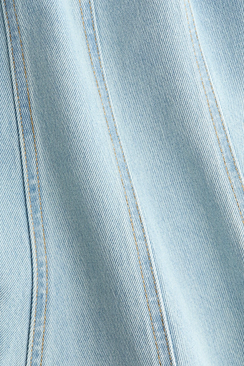 Flared-skirt denim dress