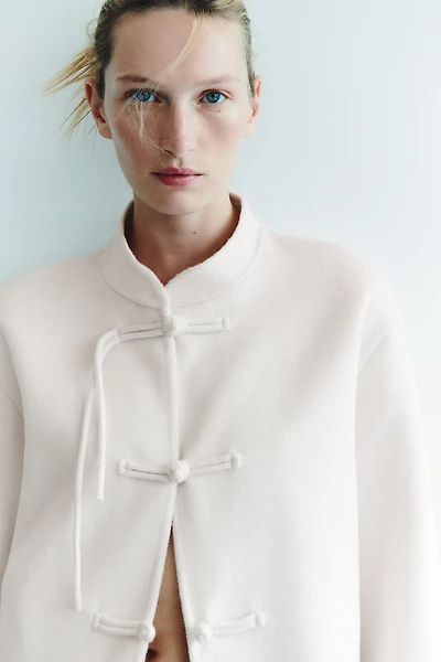 Wool-Blend Tie-Detail Jacket