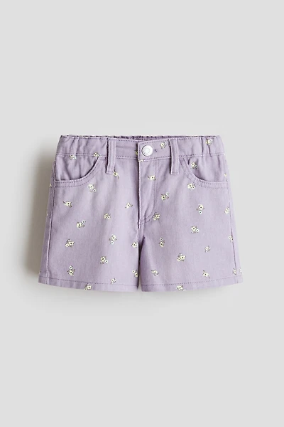 Printed Cotton Twill Shorts