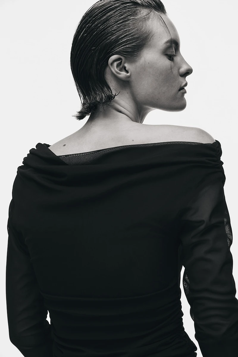 One-Shoulder Mesh Top