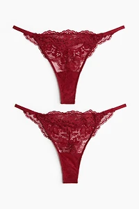 Lot de 2 culottes Tanga en dentelle