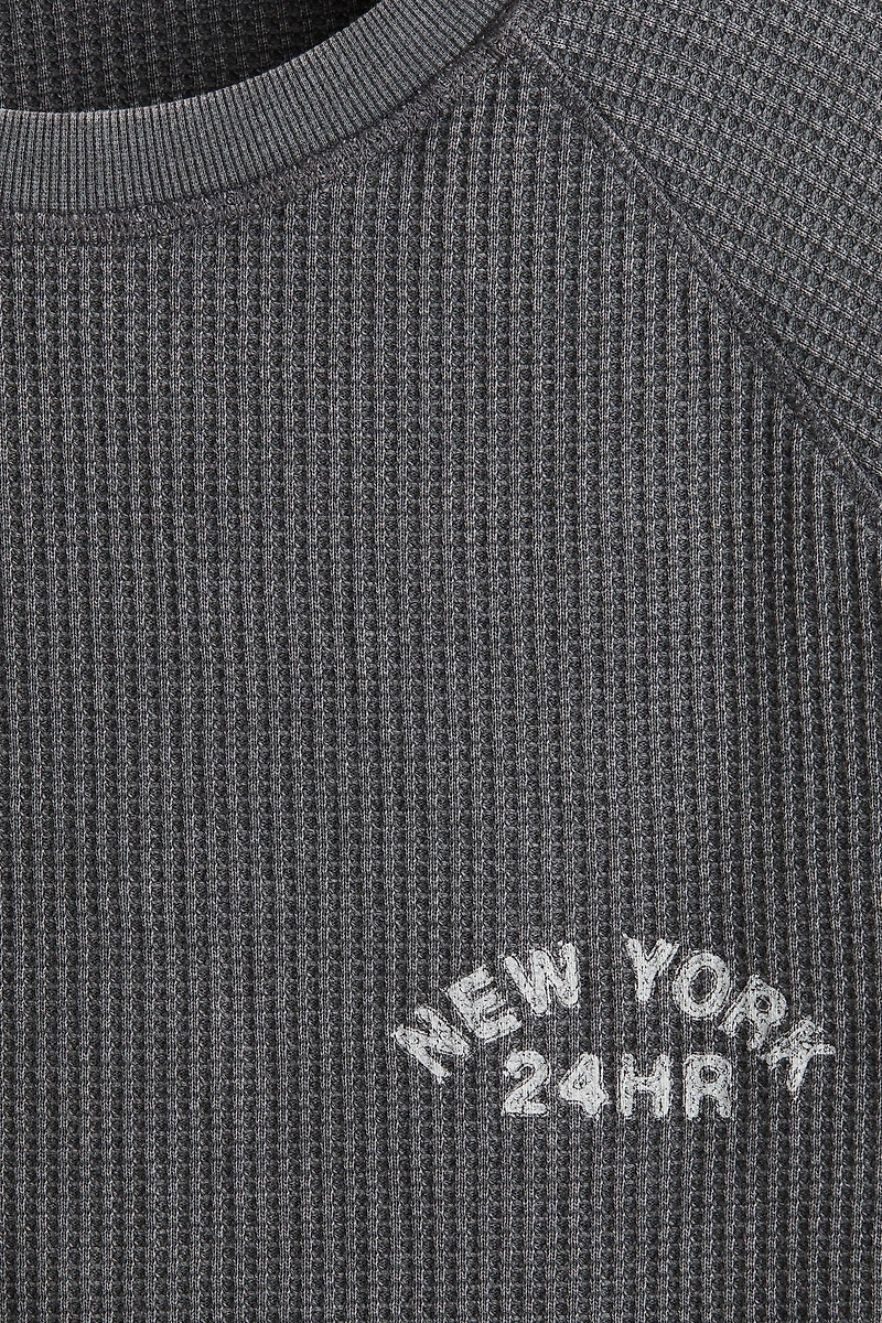 Regular-Fit Waffled Long-Sleeved Shirt