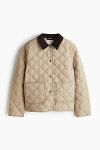 Quilted Jacket with Corduroy Collar