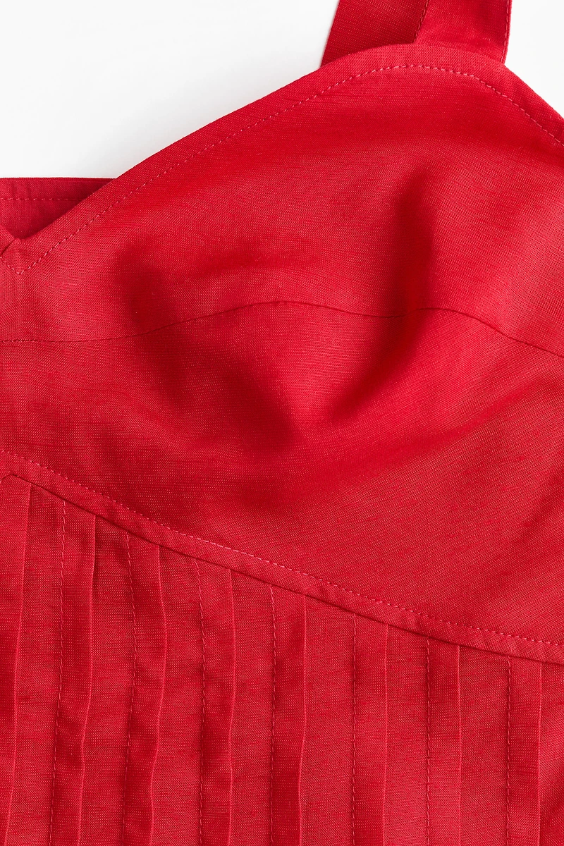 Linen-Blend Top with Tie Shoulder Straps