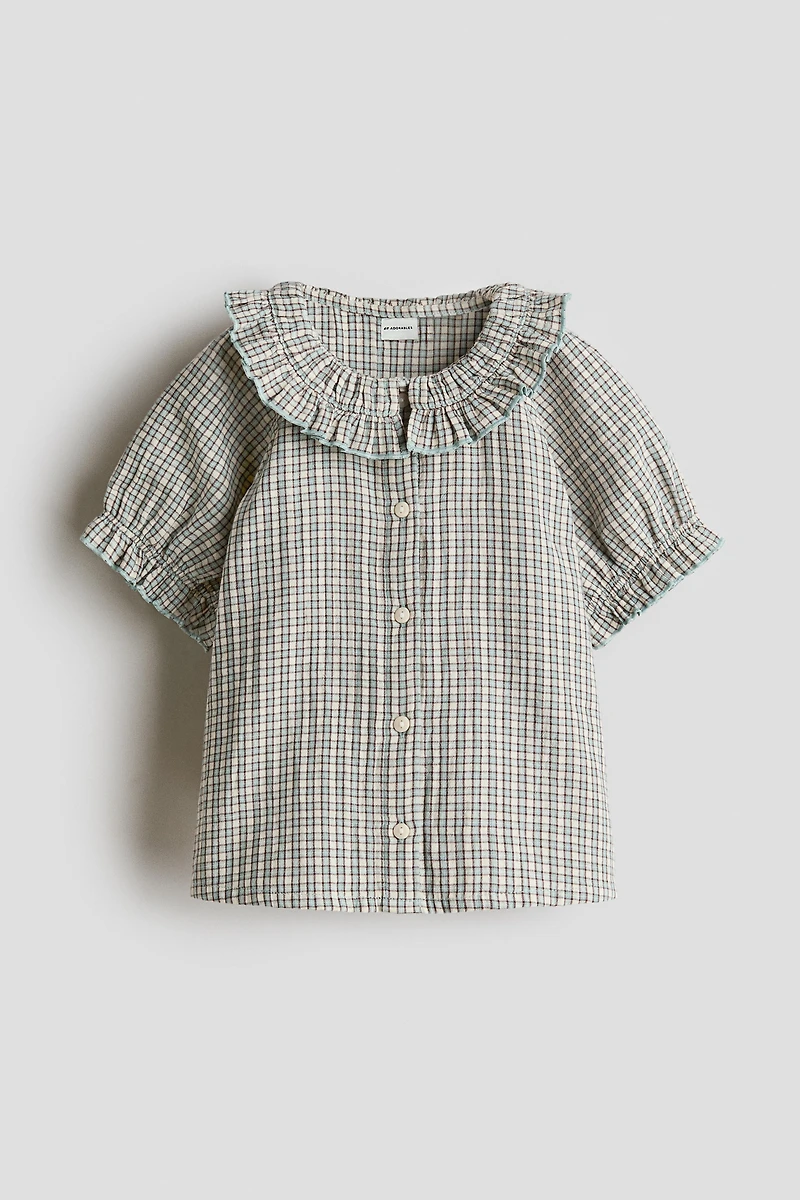 Ruffle-Collar Cotton Blouse