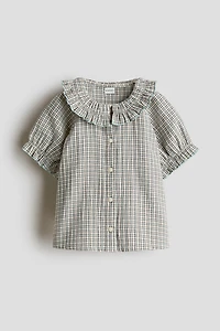 Ruffle-Collar Cotton Blouse
