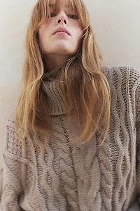 Cable-Knit Turtleneck Sweater