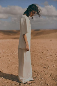 Defined-Waist Fine-Knit Top
