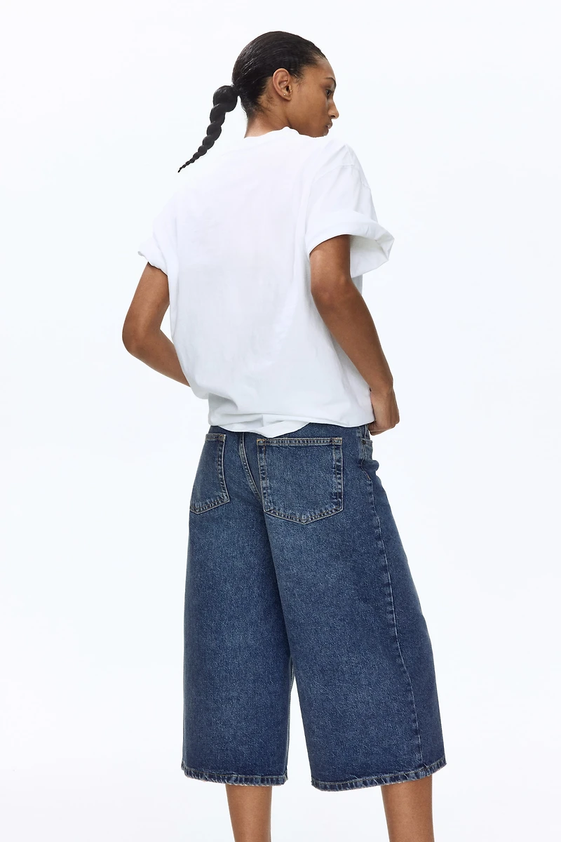 Wide-Leg Regular-Waist Culotte Jeans