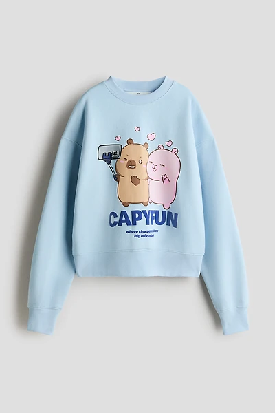 Brushed-Inside Sweatshirt with Printed Motif