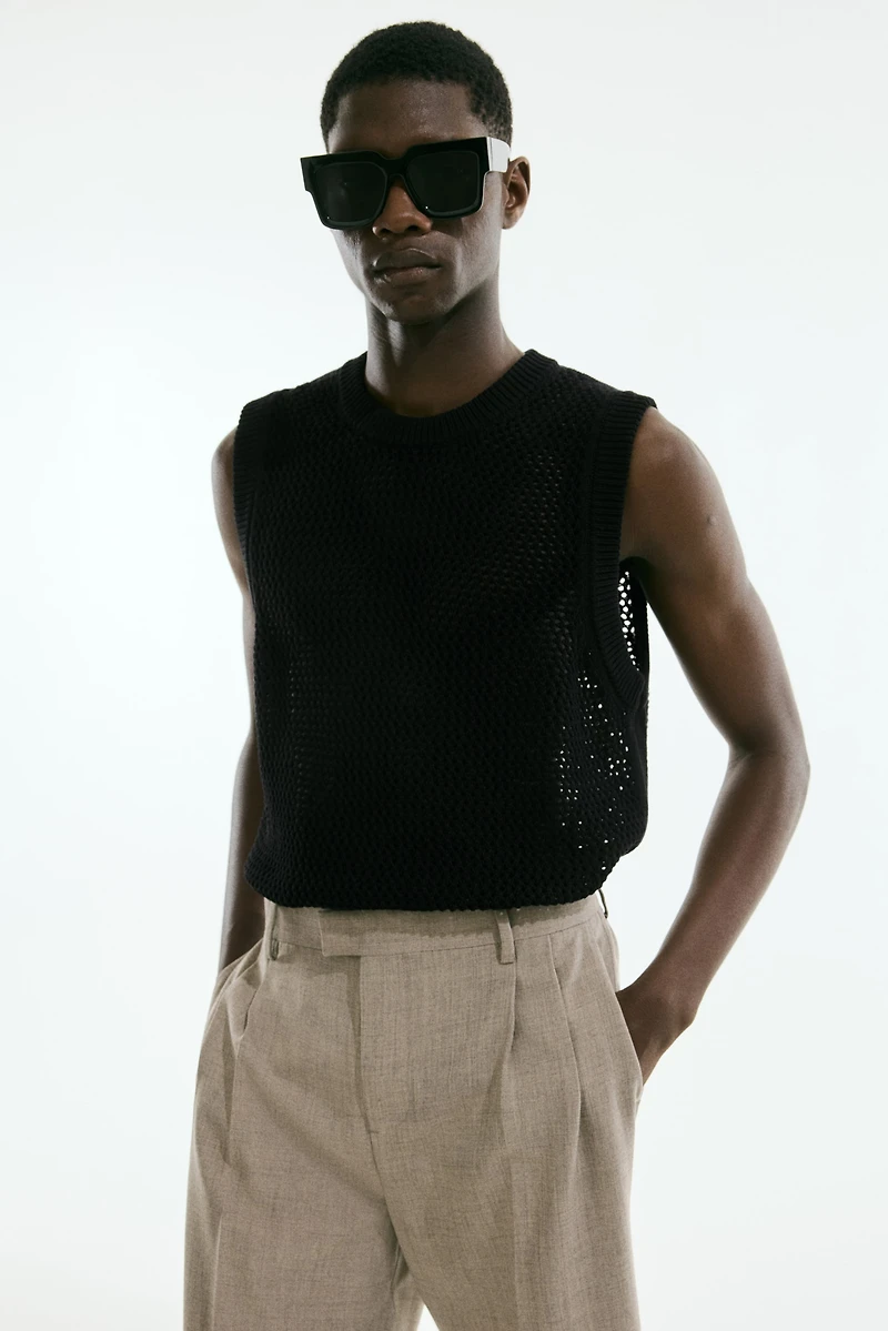 Regular Fit Pointelle-Knit Tank Top