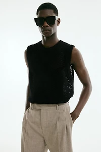 Regular Fit Pointelle-Knit Tank Top