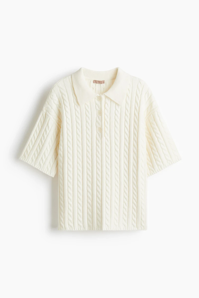 Cable-Knit Polo Shirt