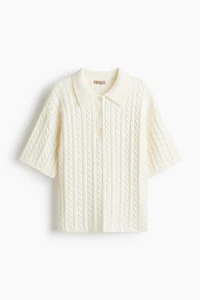 Cable-Knit Polo Shirt