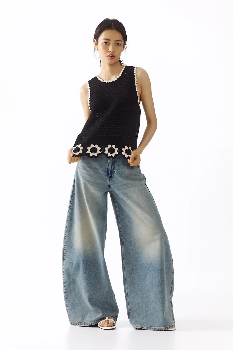 Crochet-Look Open-Knit Top