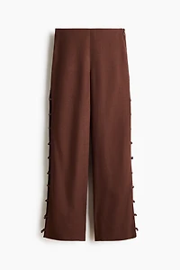 Bead-Detail Linen-Blend Pants