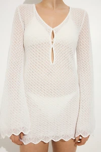 Robe de plage en tricot pointelle