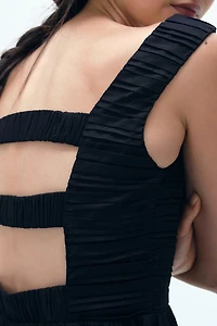 Pintuck-Detail Dress with Flared Skirt